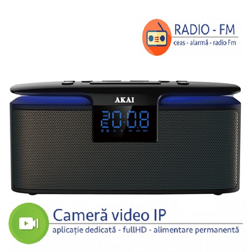 Microcamera Video Wi-Fi P2P Mascata in Ceas cu Radio – Lentila 100% Nedetectabila, Senzor de Miscare, Full HD 1080p, 32Gb, CBPJ-X001