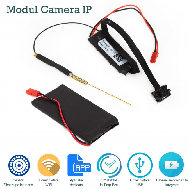 Modul mini camera IP aj discret wireless wi-fi night vision - vizualiz
